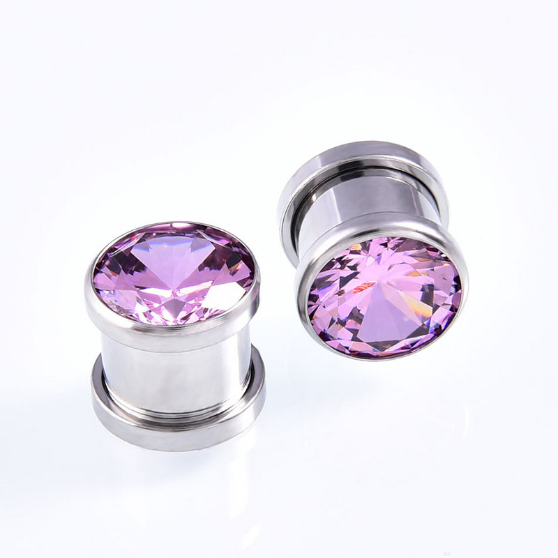 1 par kristalnih cirkonskih čepića za uši Tunelska naušnica Ekspanderi hrskavice Mjerači Vijčani čepovi i tuneli Nakit za tijelo za piercing