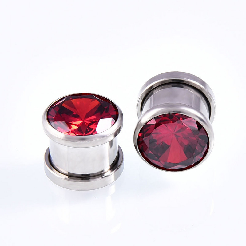 1 par kristalnih cirkonskih čepića za uši Tunelska naušnica Ekspanderi hrskavice Mjerači Vijčani čepovi i tuneli Nakit za tijelo za piercing