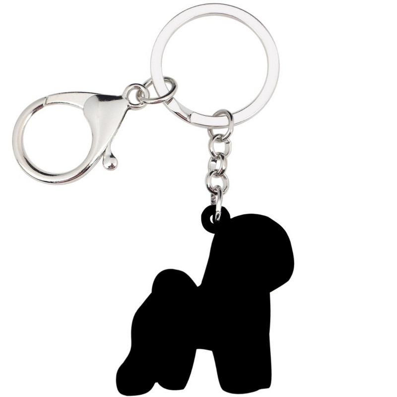 Bonsny Akrilni slatki bišon frize pas Privjesci za ključeve Prstenje Životinjski nakit za žene Djevojke Ženske torbice Torbica za automobil Privjesci