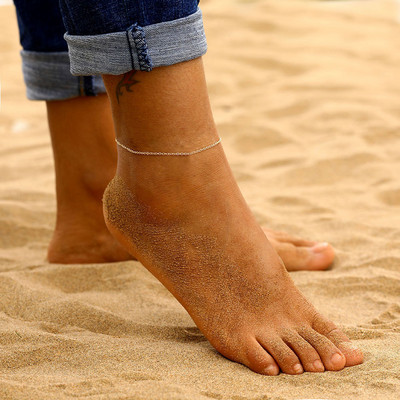 JUJIE Brățară de gleznă din oțel inoxidabil pentru femei 2020 Brățară cu lanț simplu pentru femei, lanț de gleznă pentru picior, bijuterii cu lanț perforat