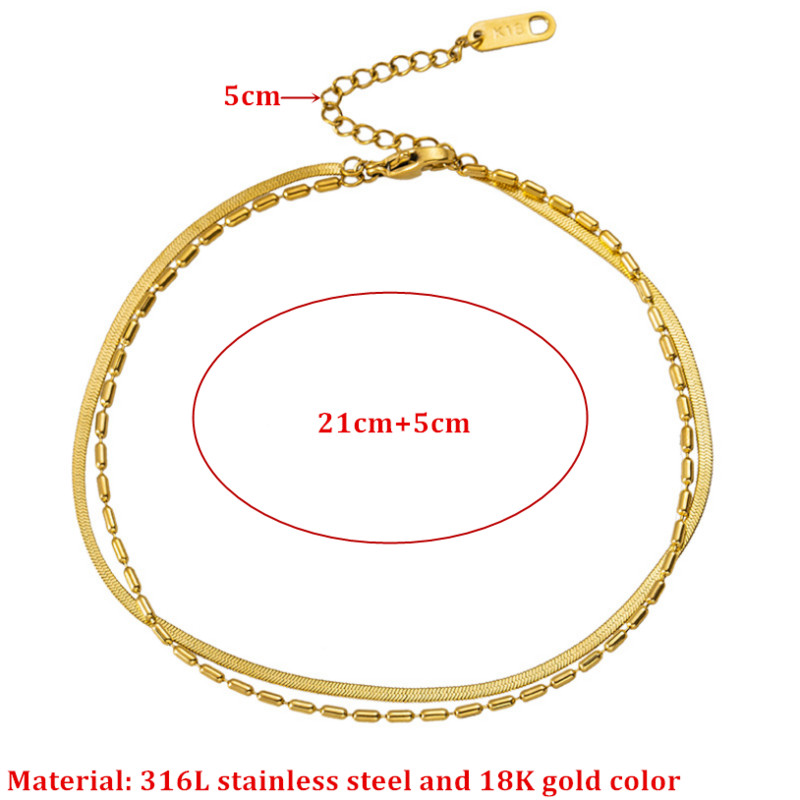 Modni vrhunski nakit od 316L nehrđajućeg čelika zlatne boje dvoslojne ogrlice s perlama lančići od zmijske kosti narukvice za žene Tobilleras