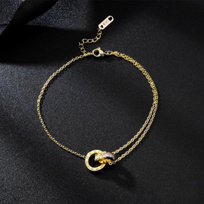 Bijuterii de modă din oțel inoxidabil 316L, zircon încorporat, numere romane rotunde, ornamente pentru gleznă, cu lanț de farmec, gleznă pentru femei