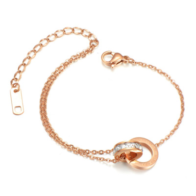 Bijuterii de modă din oțel inoxidabil 316L, zircon încorporat, numere romane rotunde, ornamente pentru gleznă, cu lanț de farmec, gleznă pentru femei