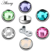 Alisouy 1PC G23 mikro dermalni piercing od titana, kubni cirkon, sidro, kristalna gornja površina dermalnog piercinga, 14G Nakit za tijelo