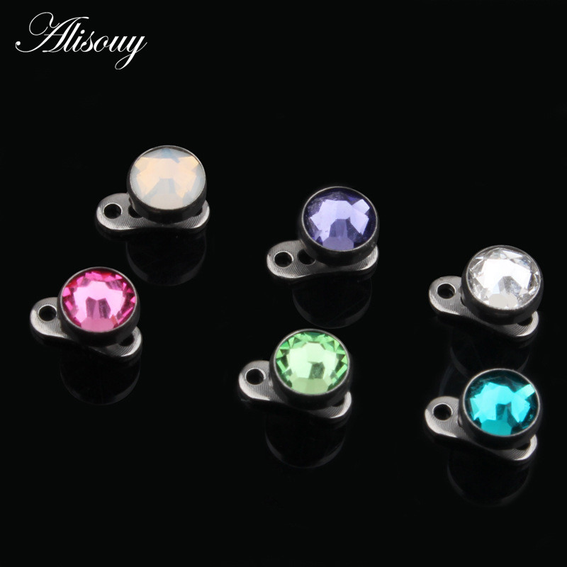 Alisouy 1PC G23 mikro dermalni piercing od titana, kubni cirkon, sidro, kristalna gornja površina dermalnog piercinga, 14G Nakit za tijelo