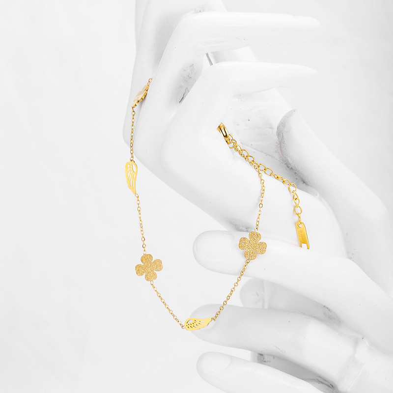 Anklet Lucky Four Clover pentru femei 18k oțel inoxidabil gleznă de culoare auriu Pulseira Feminina Lover Bijuterii de logodnă Cadouri