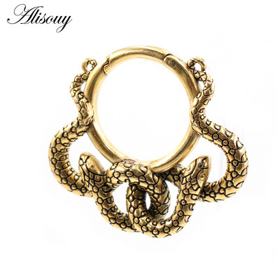 Alisouy 1 τεμ. από ανοξείδωτο ατσάλι, σπάγγος φιδιού, στρογγυλό αυτί, βάρη με βαριά διαστολέα, φορείο, μετρητές, σκουλαρίκια, κοσμήματα για διάτρηση σώματος