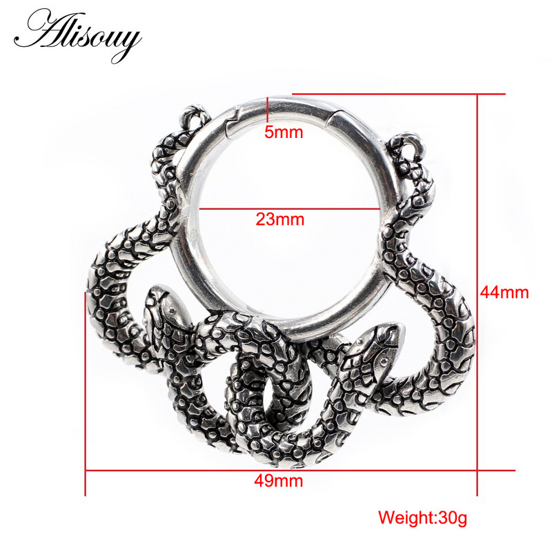 Alisouy 1 τεμ. από ανοξείδωτο ατσάλι, σπάγγος φιδιού, στρογγυλό αυτί, βάρη με βαριά διαστολέα, φορείο, μετρητές, σκουλαρίκια, κοσμήματα για διάτρηση σώματος