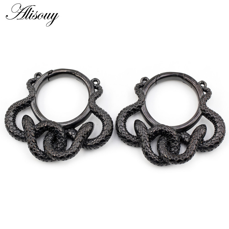 Alisouy 1 τεμ. από ανοξείδωτο ατσάλι, σπάγγος φιδιού, στρογγυλό αυτί, βάρη με βαριά διαστολέα, φορείο, μετρητές, σκουλαρίκια, κοσμήματα για διάτρηση σώματος