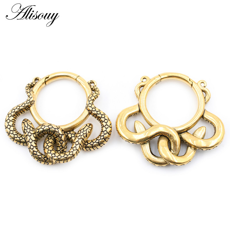 Alisouy 1 τεμ. από ανοξείδωτο ατσάλι, σπάγγος φιδιού, στρογγυλό αυτί, βάρη με βαριά διαστολέα, φορείο, μετρητές, σκουλαρίκια, κοσμήματα για διάτρηση σώματος