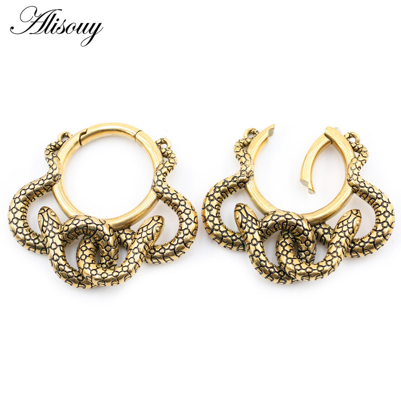 Alisouy 1 τεμ. από ανοξείδωτο ατσάλι, σπάγγος φιδιού, στρογγυλό αυτί, βάρη με βαριά διαστολέα, φορείο, μετρητές, σκουλαρίκια, κοσμήματα για διάτρηση σώματος