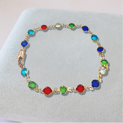 Brățară de cristal colorată de modă, de lux, bijuterii cu farmec elegant, cadou de aniversare romantică, gleznă rafinată, potrivită pentru femei