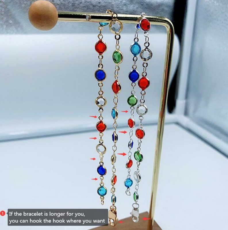 Brățară de cristal colorată de modă, de lux, bijuterii cu farmec elegant, cadou de aniversare romantică, gleznă rafinată, potrivită pentru femei