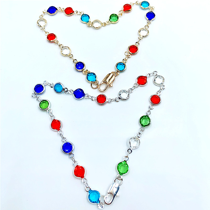 Brățară de cristal colorată de modă, de lux, bijuterii cu farmec elegant, cadou de aniversare romantică, gleznă rafinată, potrivită pentru femei
