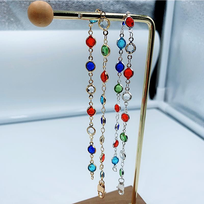 Brățară de cristal colorată de modă, de lux, bijuterii cu farmec elegant, cadou de aniversare romantică, gleznă rafinată, potrivită pentru femei