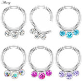 Alisouy 1kom kirurški čelični kristalni cirkon, mali prstenovi za nos, kopče u različitim bojama, obruč za žene, muškarce, nakit za piercing hrskavice