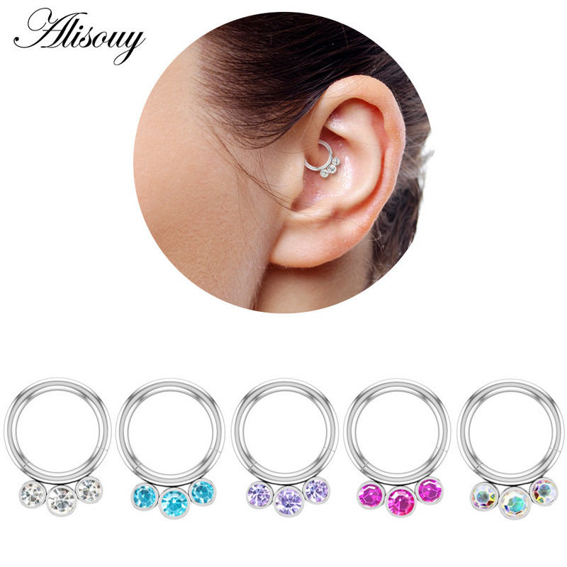 Alisouy 1kom kirurški čelični kristalni cirkon, mali prstenovi za nos, kopče u različitim bojama, obruč za žene, muškarce, nakit za piercing hrskavice
