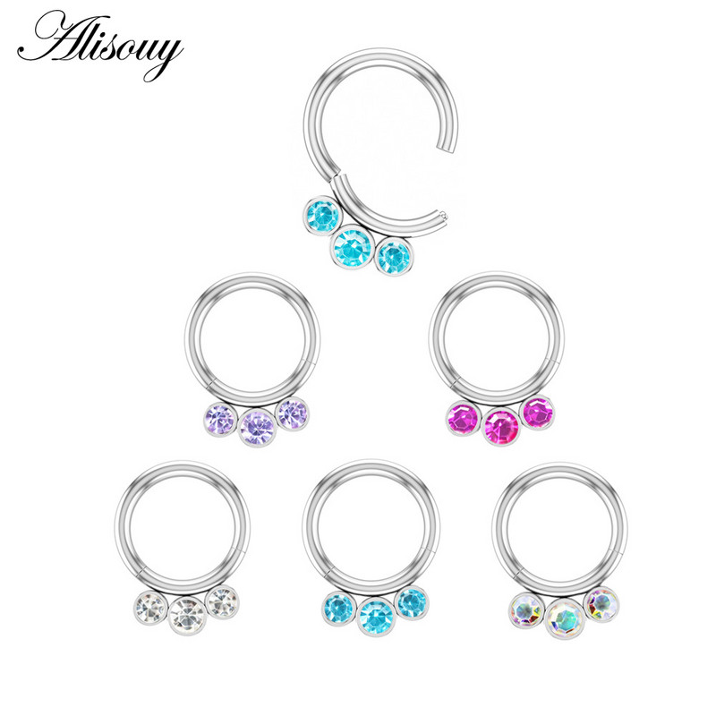 Alisouy 1kom kirurški čelični kristalni cirkon, mali prstenovi za nos, kopče u različitim bojama, obruč za žene, muškarce, nakit za piercing hrskavice