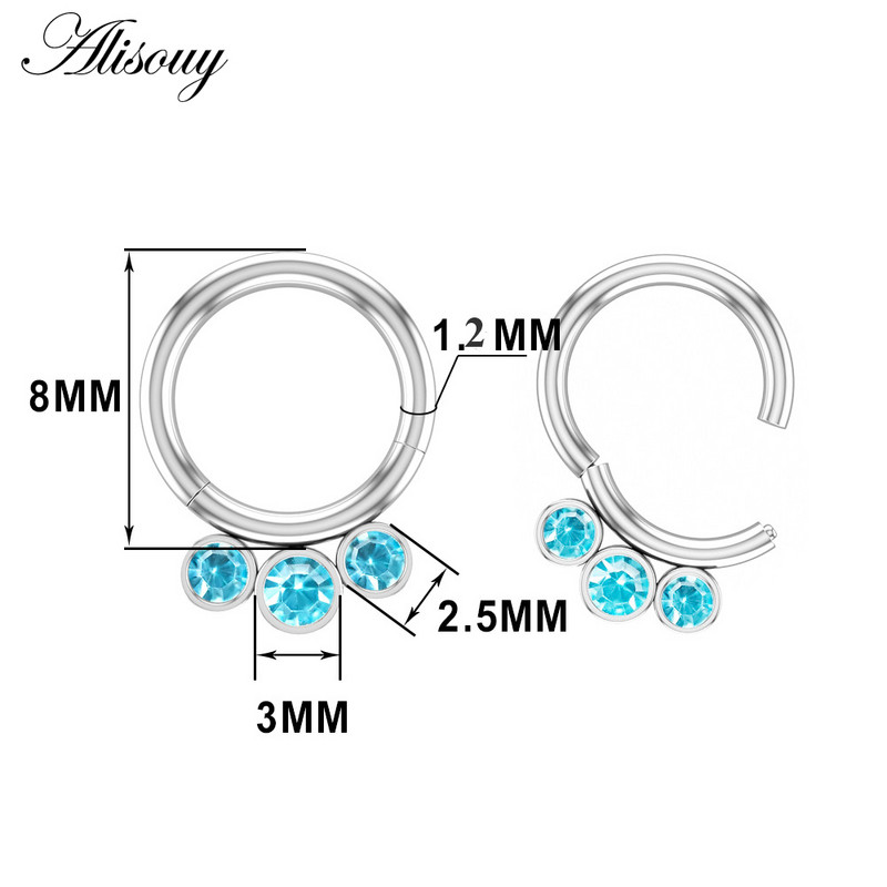 Alisouy 1kom kirurški čelični kristalni cirkon, mali prstenovi za nos, kopče u različitim bojama, obruč za žene, muškarce, nakit za piercing hrskavice