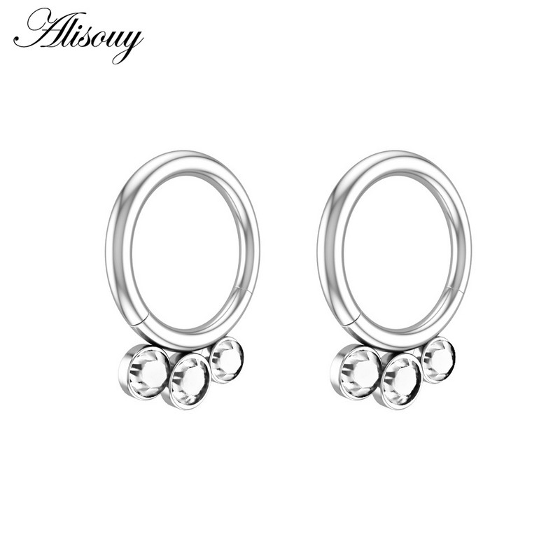 Alisouy 1kom kirurški čelični kristalni cirkon, mali prstenovi za nos, kopče u različitim bojama, obruč za žene, muškarce, nakit za piercing hrskavice