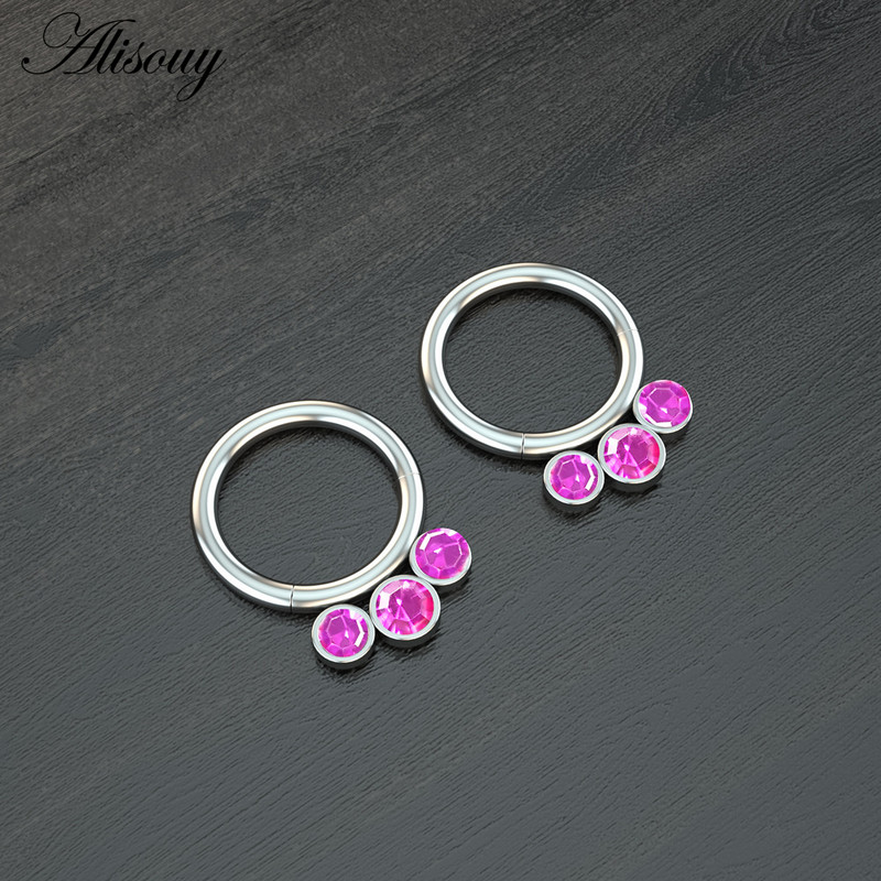 Alisouy 1kom kirurški čelični kristalni cirkon, mali prstenovi za nos, kopče u različitim bojama, obruč za žene, muškarce, nakit za piercing hrskavice