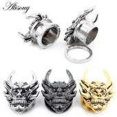 Alisouy 1PC 8-16mm od nehrđajućeg čelika glava duhova lubanja čepići za uši tuneli ekspander rastezači mjerači naušnice piercing nakit za tijelo