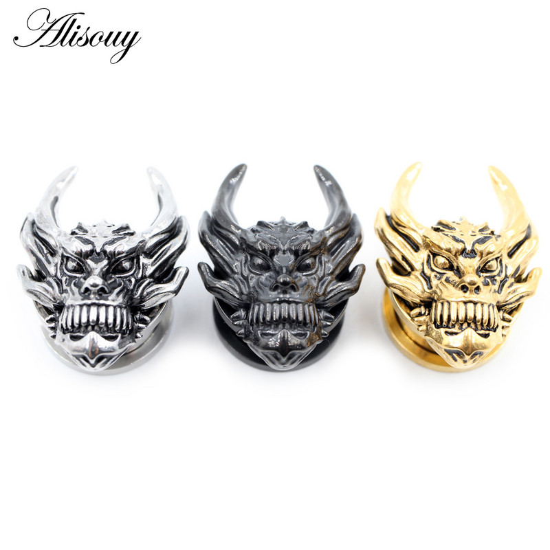 Alisouy 1PC 8-16mm od nehrđajućeg čelika glava duhova lubanja čepići za uši tuneli ekspander rastezači mjerači naušnice piercing nakit za tijelo