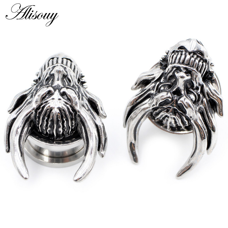 Alisouy 1PC 8-16mm od nehrđajućeg čelika glava duhova lubanja čepići za uši tuneli ekspander rastezači mjerači naušnice piercing nakit za tijelo