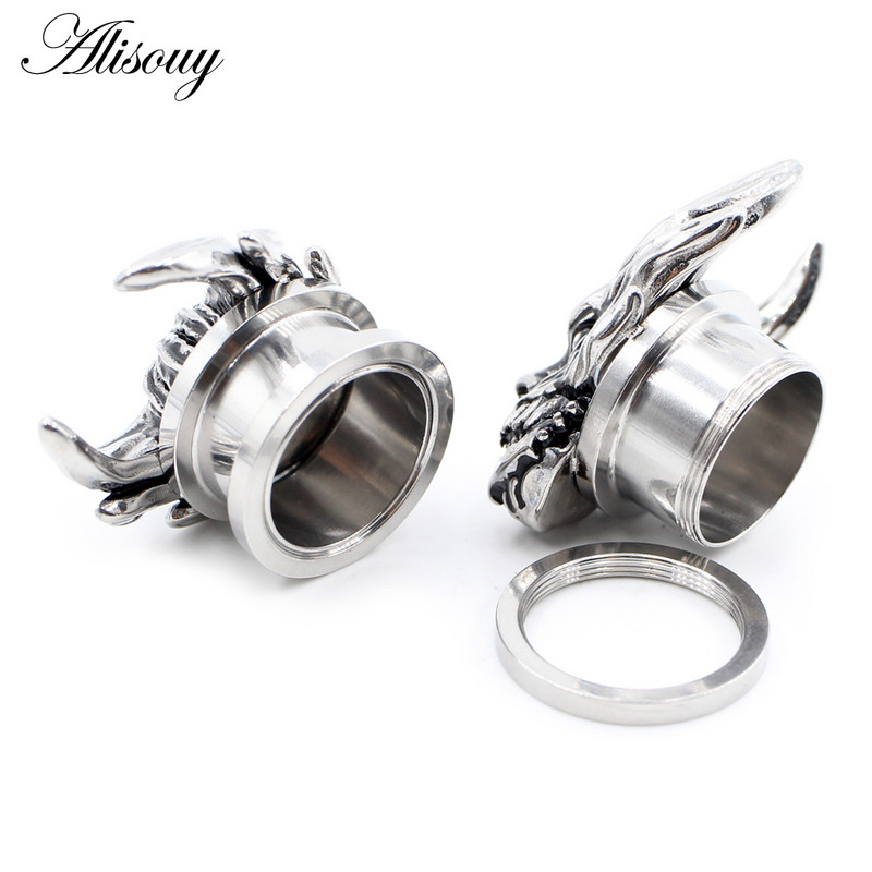 Alisouy 1PC 8-16mm od nehrđajućeg čelika glava duhova lubanja čepići za uši tuneli ekspander rastezači mjerači naušnice piercing nakit za tijelo