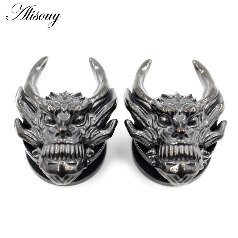 Alisouy 1PC 8-16mm od nehrđajućeg čelika glava duhova lubanja čepići za uši tuneli ekspander rastezači mjerači naušnice piercing nakit za tijelo