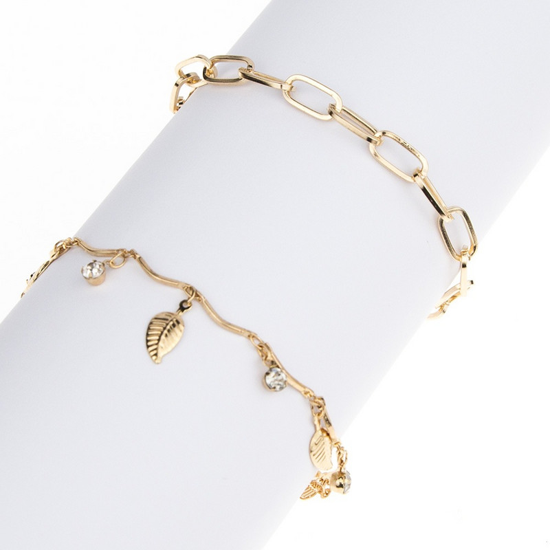 Brățară de gleznă cu lanț multistrat de culoare aurie pentru femei Boemia de epocă Bijuterii pentru picioare Accesorii pentru plajă