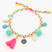 Női boho ékszerek Kézzel szőtt kötél kagylóbojttal Természetes kő Állítható bokaláb karkötő Strand kiegészítők