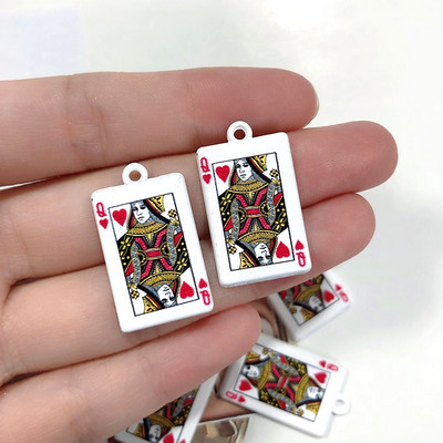 10 kom/pak Smiješne karte za igranje Aluminijske naušnice Privjesci Društvena igra Solitaire Queen King Privjesci za narukvicu DIY Napravite nakit