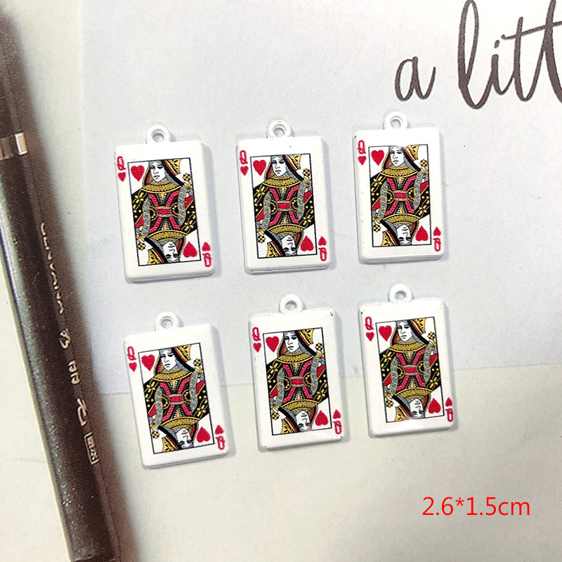 10 kom/pak Smiješne karte za igranje Aluminijske naušnice Privjesci Društvena igra Solitaire Queen King Privjesci za narukvicu DIY Napravite nakit