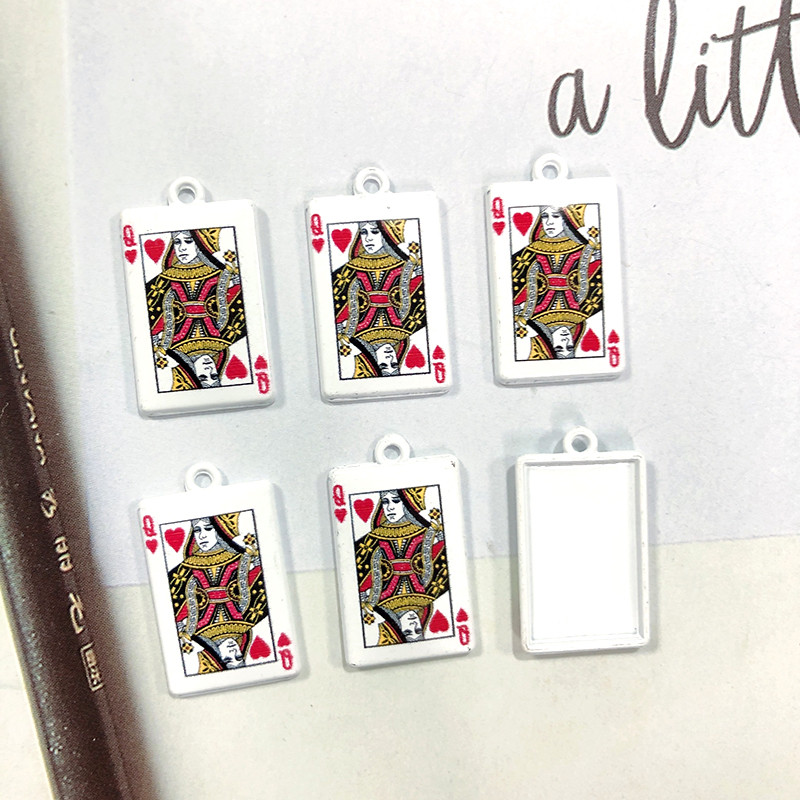 10 kom/pak Smiješne karte za igranje Aluminijske naušnice Privjesci Društvena igra Solitaire Queen King Privjesci za narukvicu DIY Napravite nakit