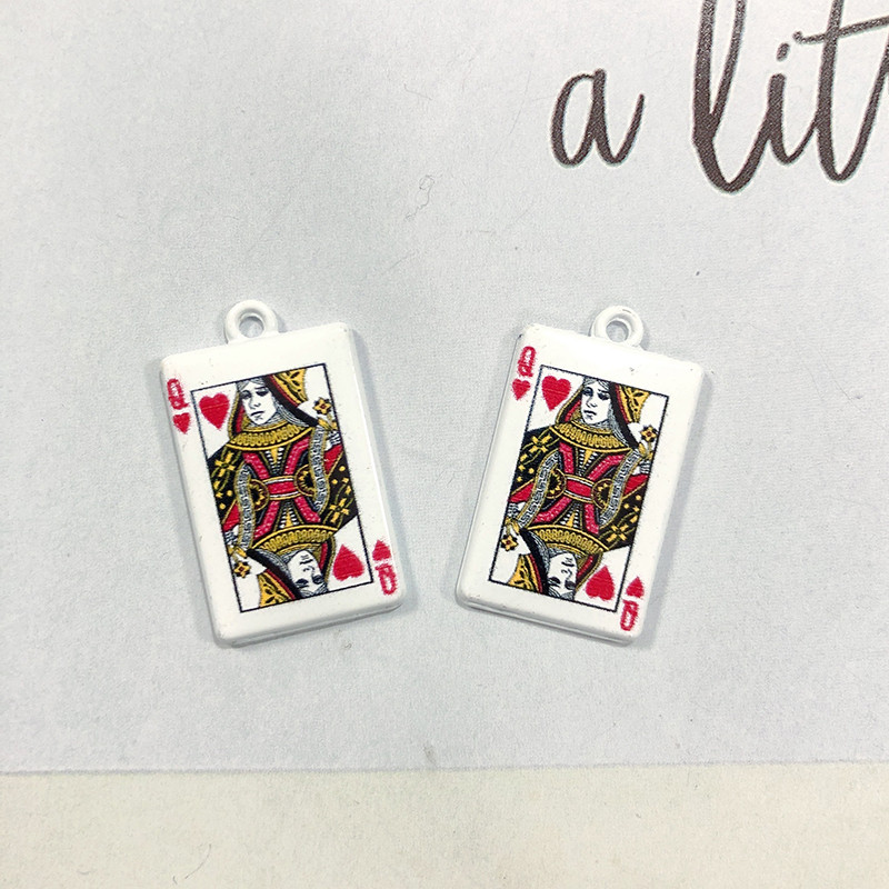 10 kom/pak Smiješne karte za igranje Aluminijske naušnice Privjesci Društvena igra Solitaire Queen King Privjesci za narukvicu DIY Napravite nakit