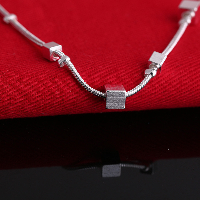 Jednostavna četvrtasta rešetkasta narukvica za gležanj s pečatom Hamsa na nozi za žene Posrebrena narukvica za gležanj s pješčanom plažom na stopalu za djevojku