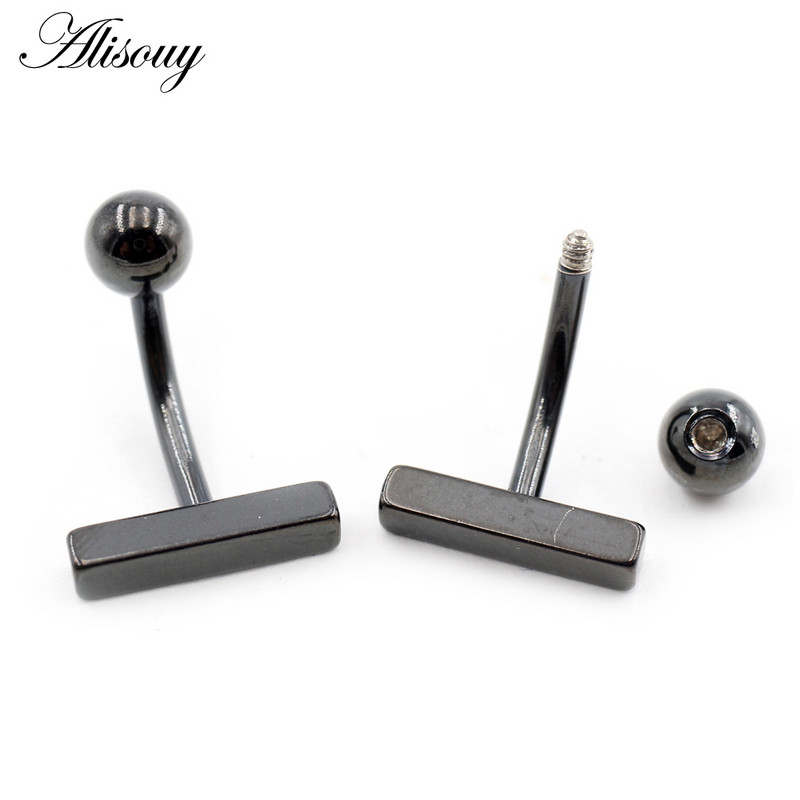 Alisouy 1PC Jednostavna kuglica od nehrđajućeg čelika, uteg u obliku slova T, cirkon CZ Djevojka, seksi prsten za pupak na trbuhu, nakit za tijelo