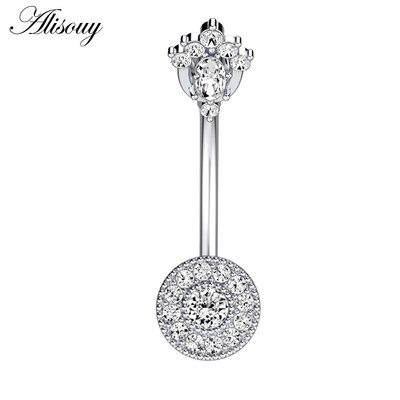 Alisouy 1 kom Kristalni kirurški čelik Cirkon Zvijezda Leptir Mjesec Kamenje Viseće dugme Prsten za piercing za pupak Prsten za trbuh Nakit za tijelo