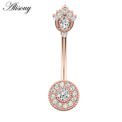 Alisouy 1 kom Kristalni kirurški čelik Cirkon Zvijezda Leptir Mjesec Kamenje Viseće dugme Prsten za piercing za pupak Prsten za trbuh Nakit za tijelo