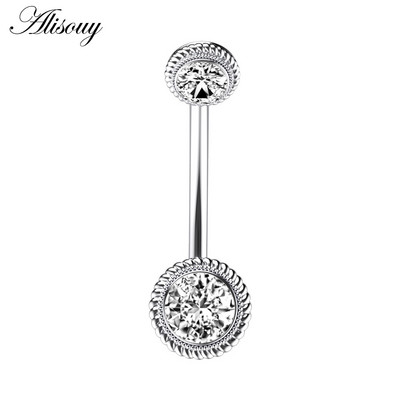 Alisouy 1 kom Kristalni kirurški čelik Cirkon Zvijezda Leptir Mjesec Kamenje Viseće dugme Prsten za piercing za pupak Prsten za trbuh Nakit za tijelo