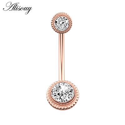 Alisouy 1 kom Kristalni kirurški čelik Cirkon Zvijezda Leptir Mjesec Kamenje Viseće dugme Prsten za piercing za pupak Prsten za trbuh Nakit za tijelo