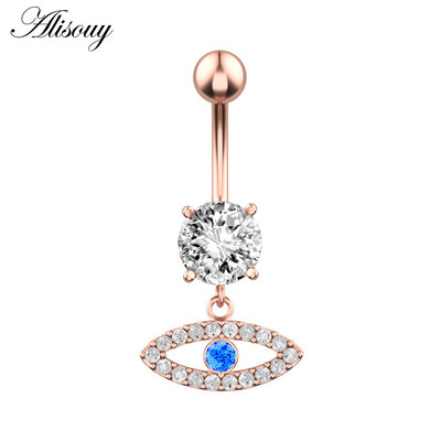 Alisouy 1 kom Kristalni kirurški čelik Cirkon Zvijezda Leptir Mjesec Kamenje Viseće dugme Prsten za piercing za pupak Prsten za trbuh Nakit za tijelo
