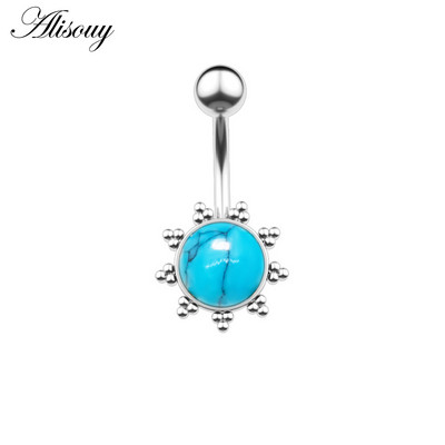 Alisouy 1 kom Kristalni kirurški čelik Cirkon Zvijezda Leptir Mjesec Kamenje Viseće dugme Prsten za piercing za pupak Prsten za trbuh Nakit za tijelo