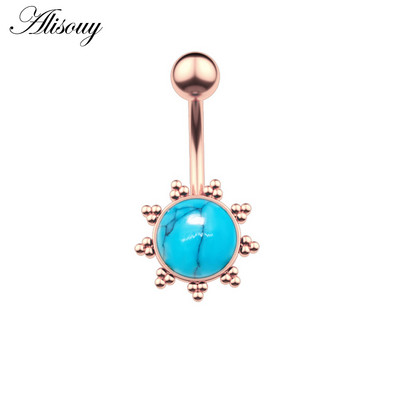 Alisouy 1 kom Kristalni kirurški čelik Cirkon Zvijezda Leptir Mjesec Kamenje Viseće dugme Prsten za piercing za pupak Prsten za trbuh Nakit za tijelo