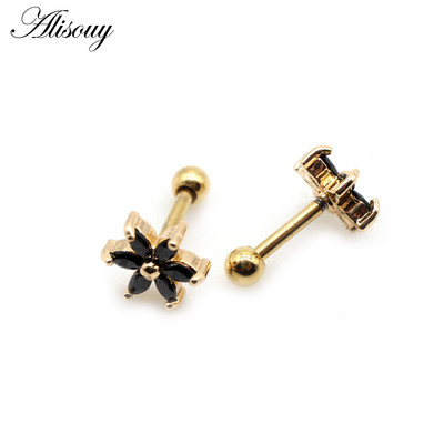 Alisouy 2 buc. Flori mici CZ Tragus Cartilage Rook Helix Snug Conch Cercei 16G Prong Zircon Monroe 16G Tragus Piercing ureche