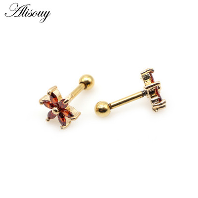 Alisouy 2 buc. Flori mici CZ Tragus Cartilage Rook Helix Snug Conch Cercei 16G Prong Zircon Monroe 16G Tragus Piercing ureche