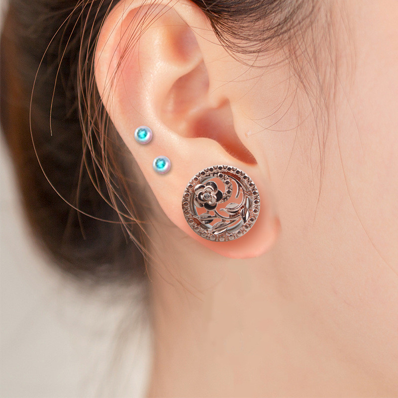 2 KOM Šuplji cvijet Čepići za uši Tuneli od nehrđajućeg čelika Piercingi za uši Navoji Proširenje uha Rastegnuti mesni tuneli Nakit za tijelo