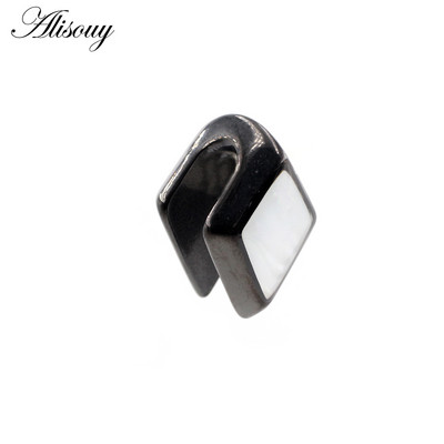 Alisouy, 1 buc, din oțel inoxidabil, romboiat pătrat, greutăți pentru urechi, expansoare grea, targă, calibre, cercei, piercing, bijuterii