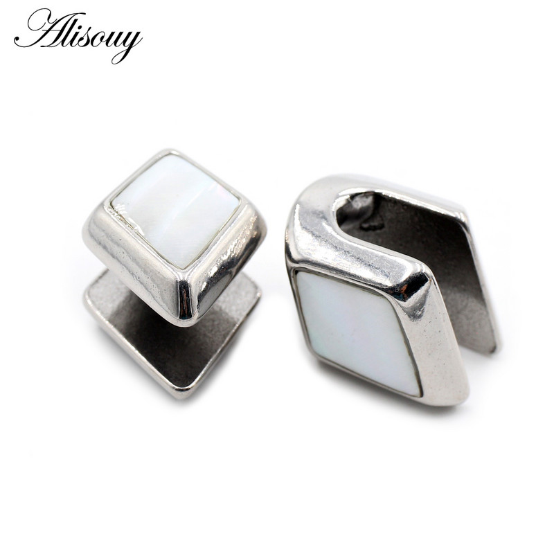 Alisouy, 1 buc, din oțel inoxidabil, romboiat pătrat, greutăți pentru urechi, expansoare grea, targă, calibre, cercei, piercing, bijuterii